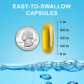 Flacon d'huile de poisson halal Noor Vitamins avec vue latérale