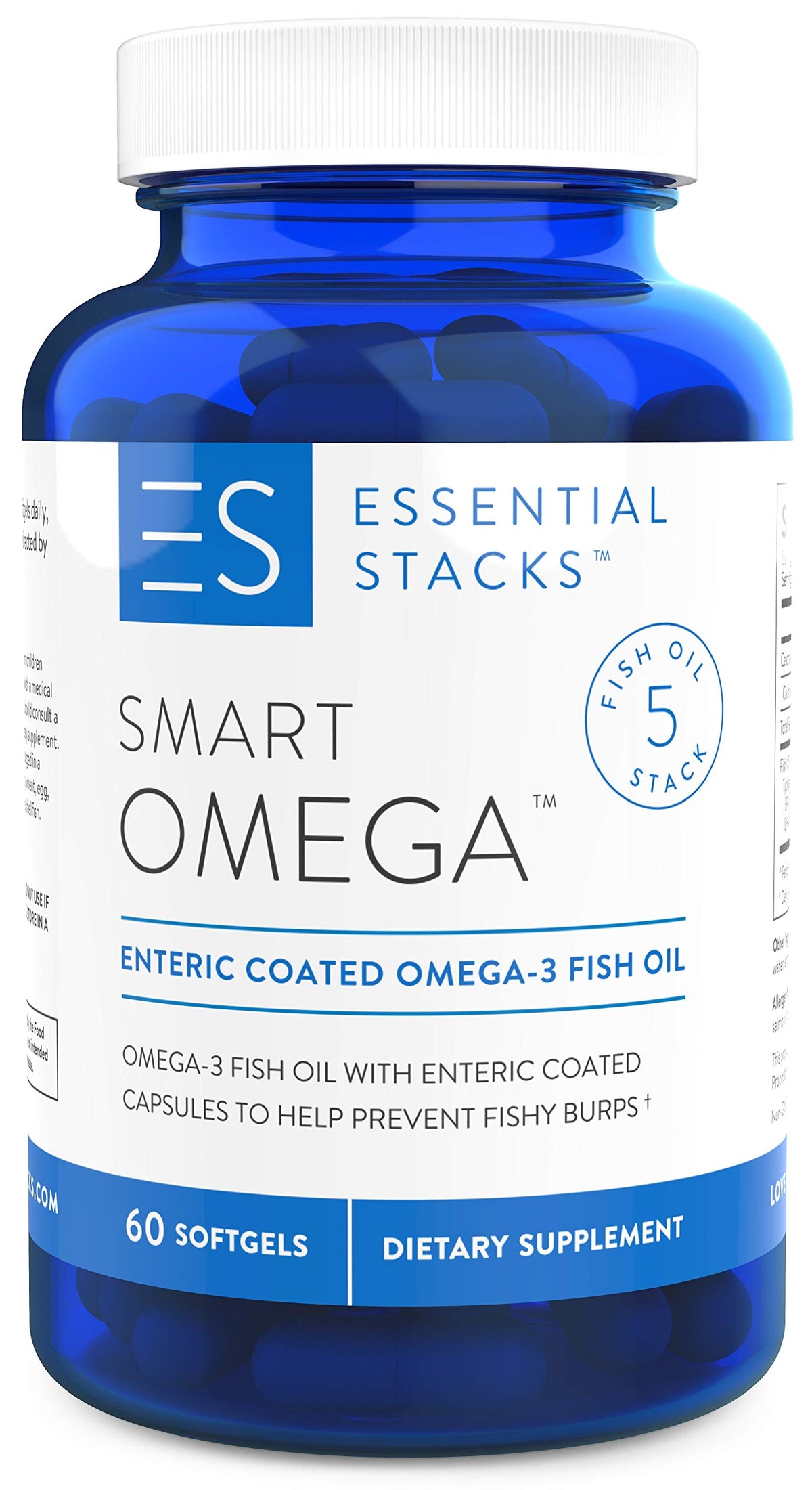 Flacon d'huile de poisson Omega 3 Essential Stacks 1400mg vue de face