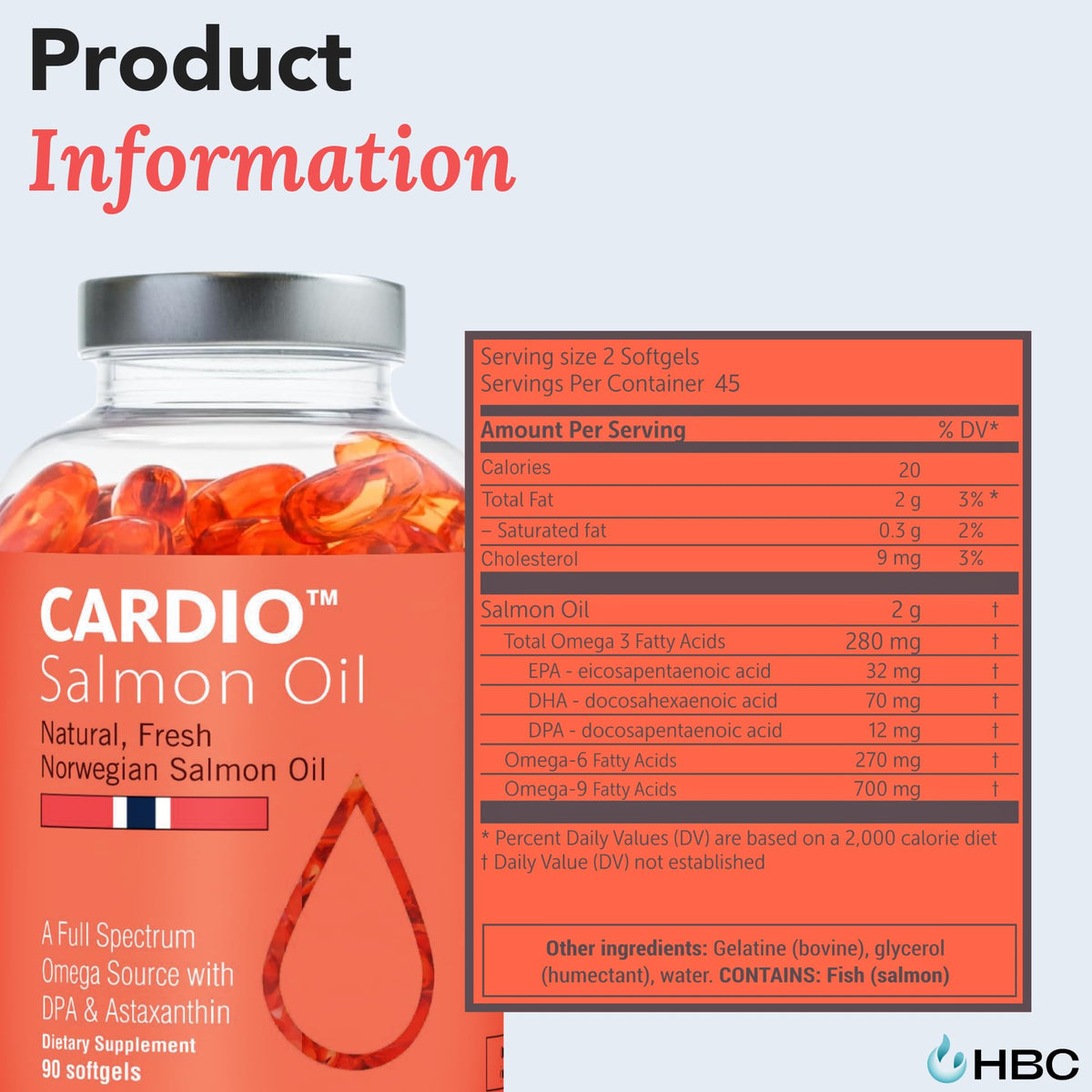 Flacon d'huile de poisson Omega 3 sur fond blanc