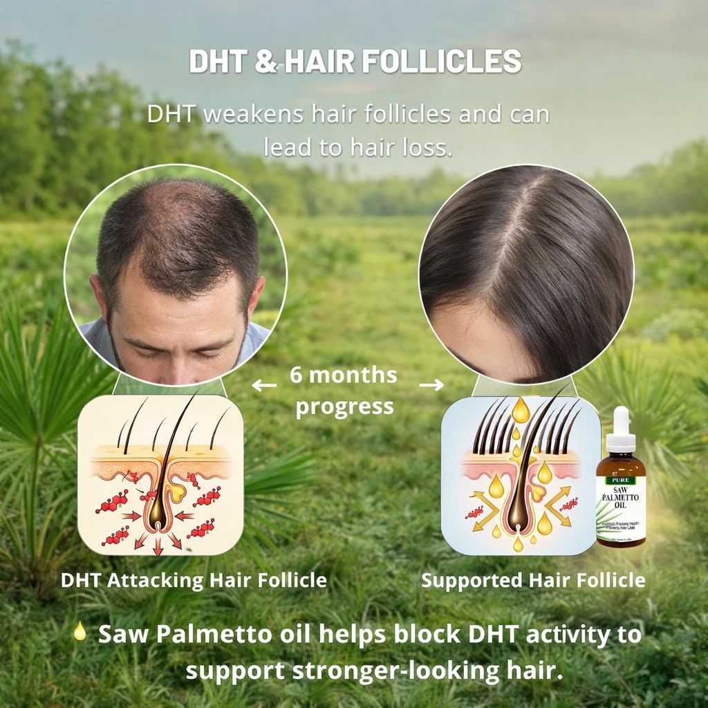 Flacon d'huile de Saw Palmetto PHYTO LIFE sur une table en bois