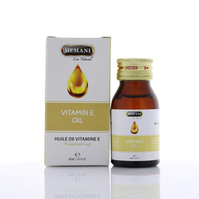 Flacon d'huile de vitamine E Hemani 30ml vue avant avec étiquette