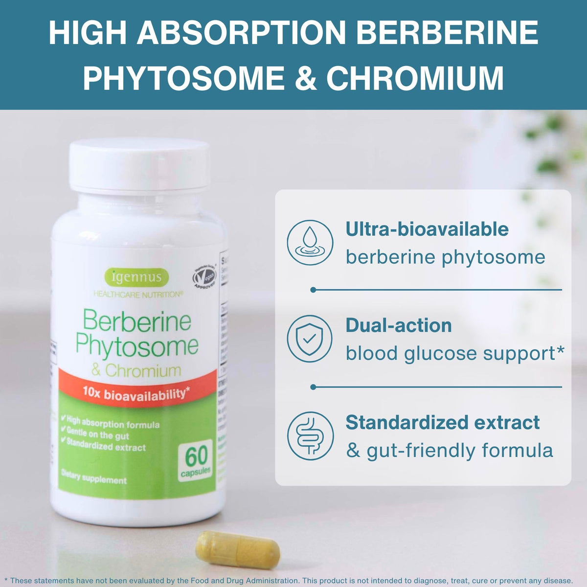 Flacon d'Igennus Berberine Phytosome 550mg, 60 capsules