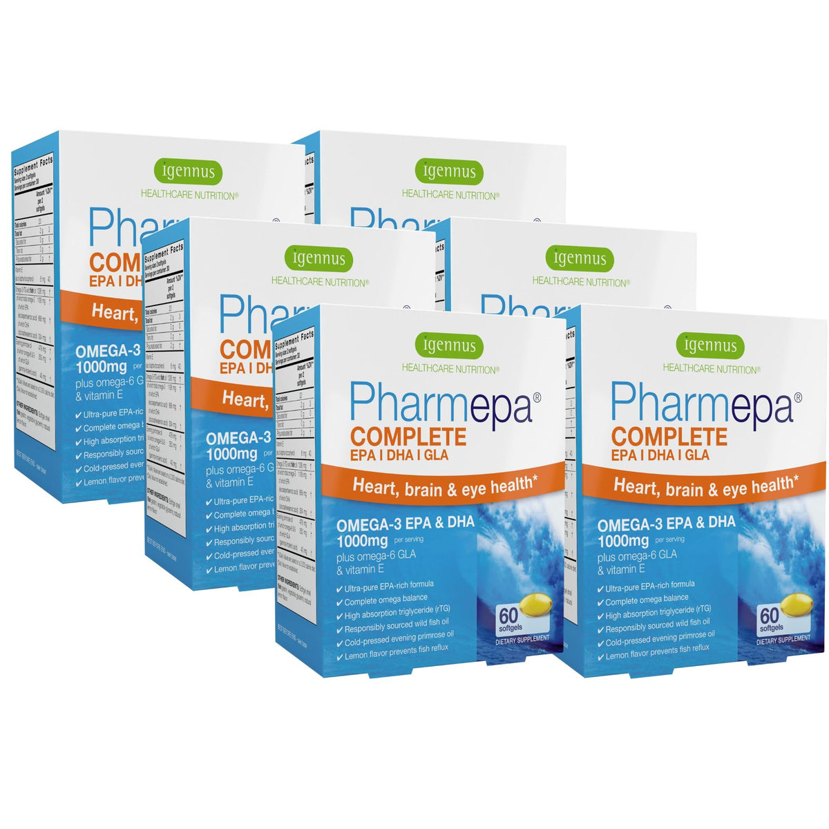 Flacon d'Igennus Pharmepa rtg Omega 3 EPA DHA 1000mg avec huile de poisson