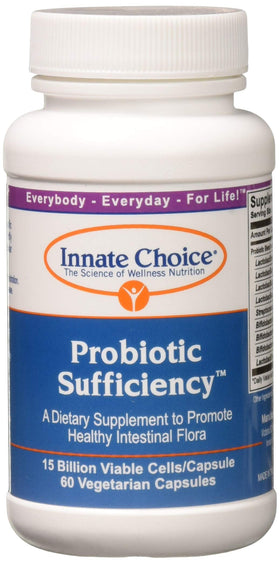 Flacon d'Innate Choice Probiotic Sufficiency 60 capsules végétariennes