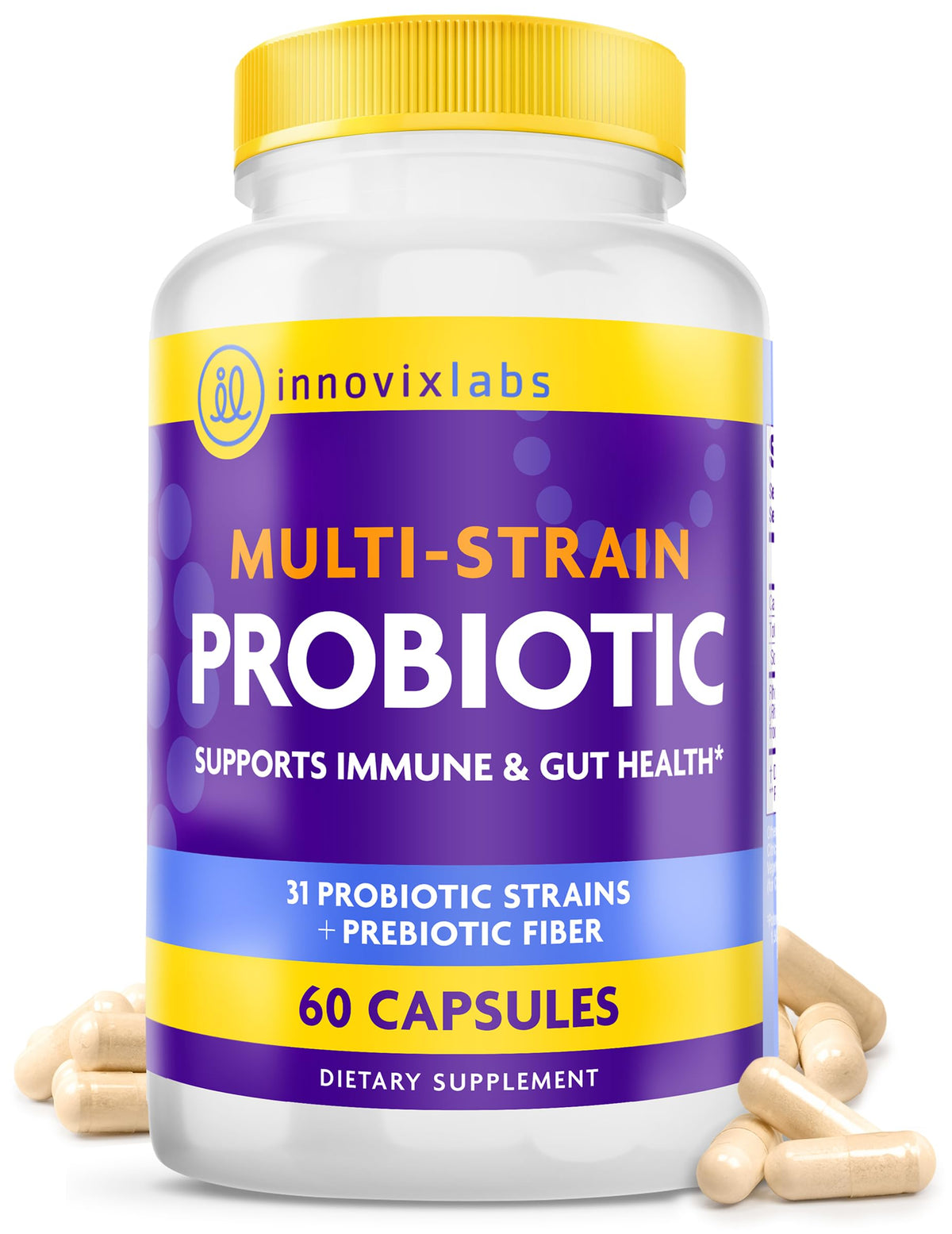 Flacon d'InnovixLabs Probiotiques Multi-Souches 60 capsules vue de face