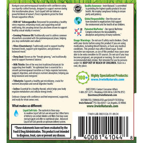 Flacon d'Irwin Naturals Female Balance 60 gélules liquides sur fond blanc