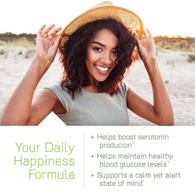 Flacon d'Irwin Naturals Sunny Mood 5-HTP avec étiquette visible