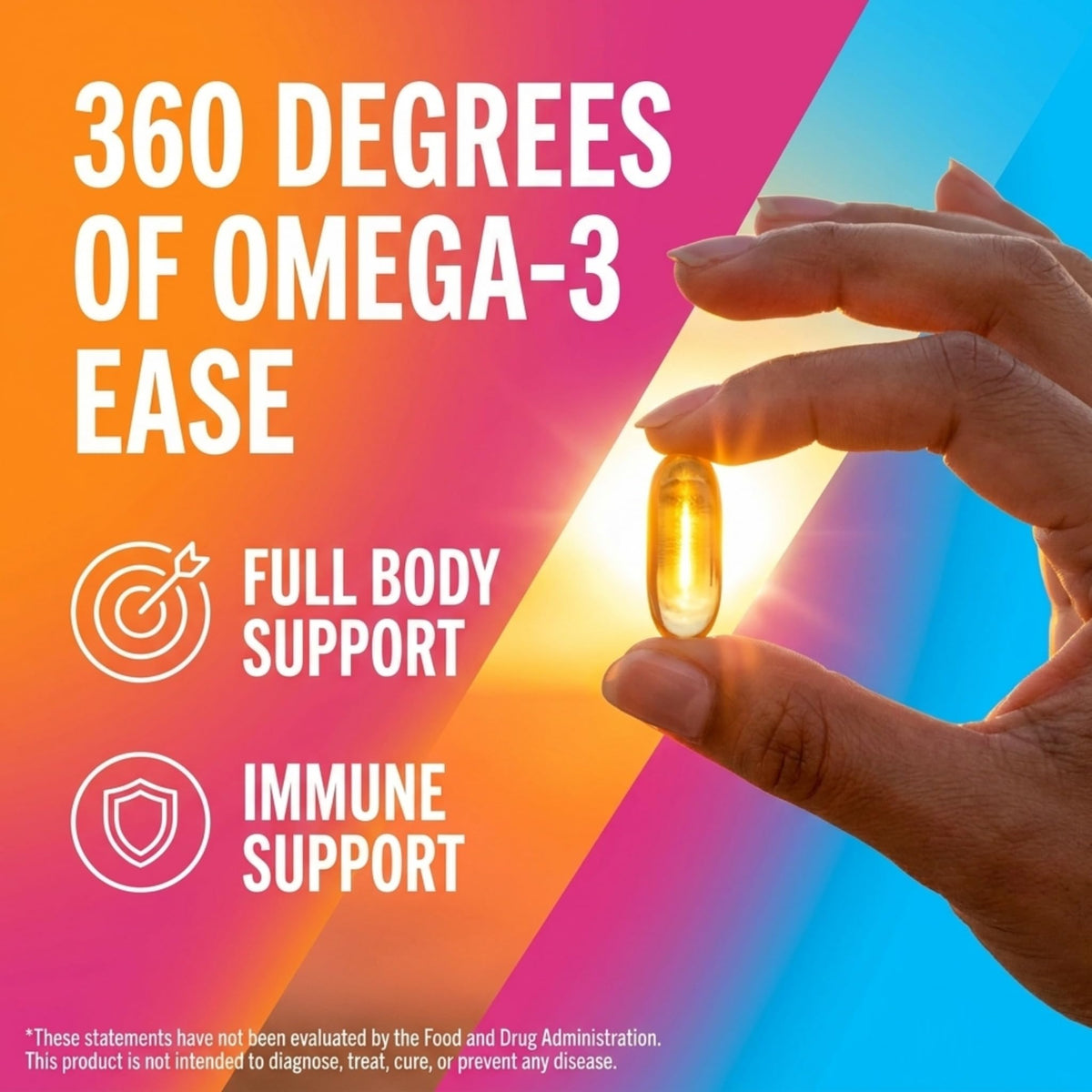 Flacon d'Oceanblue Omega-3 avec étiquette orange