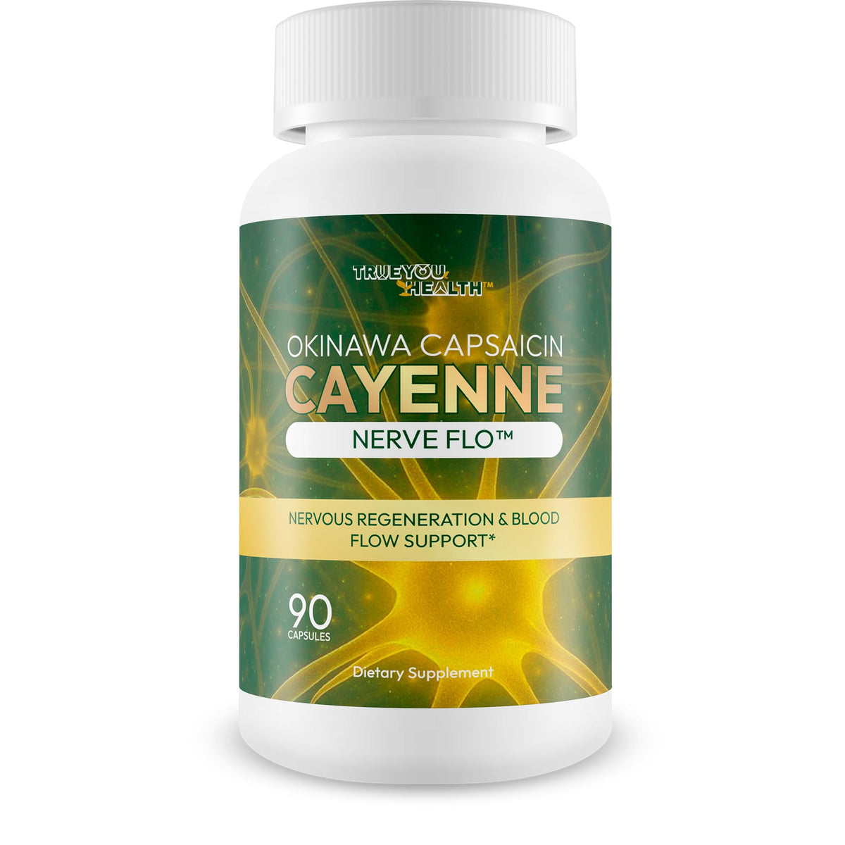Flacon d'Okinawa Capsaicin Cayenne Nerve Flo 109g avec étiquette