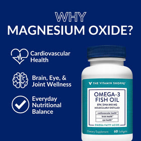 Flacon d'Omega 3 The Vitamin Shoppe avec dosage visible