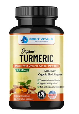 Flacon d'Orbit Vitals Curcuma 2250mg avec 90 capsules végétales