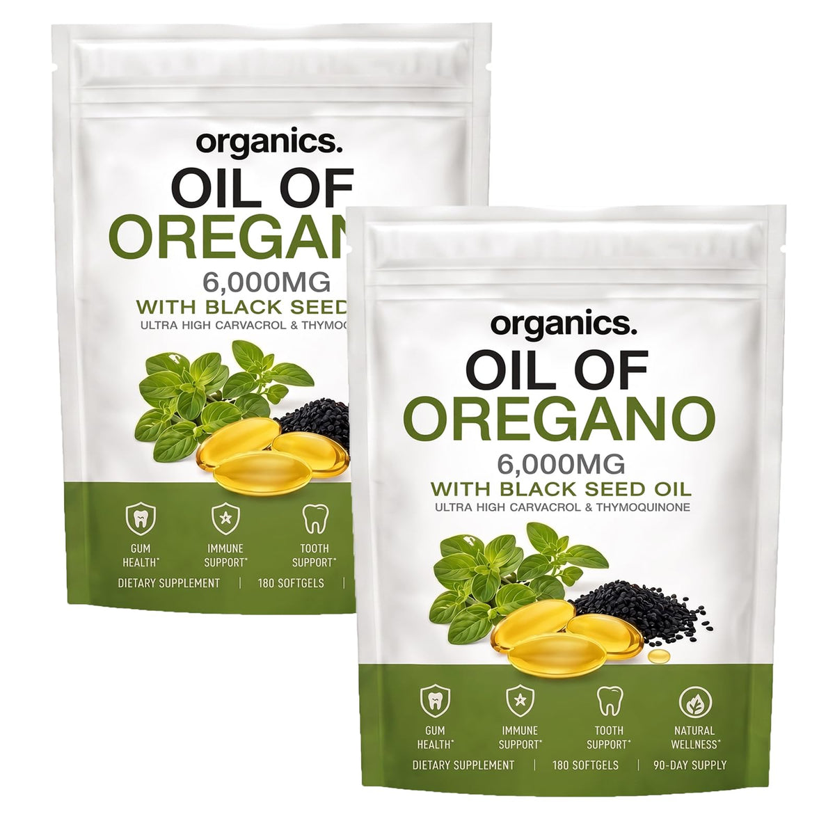 Flacon d'Orgatics Oil Huile d'Origan 6 000mg avec 180 gélules