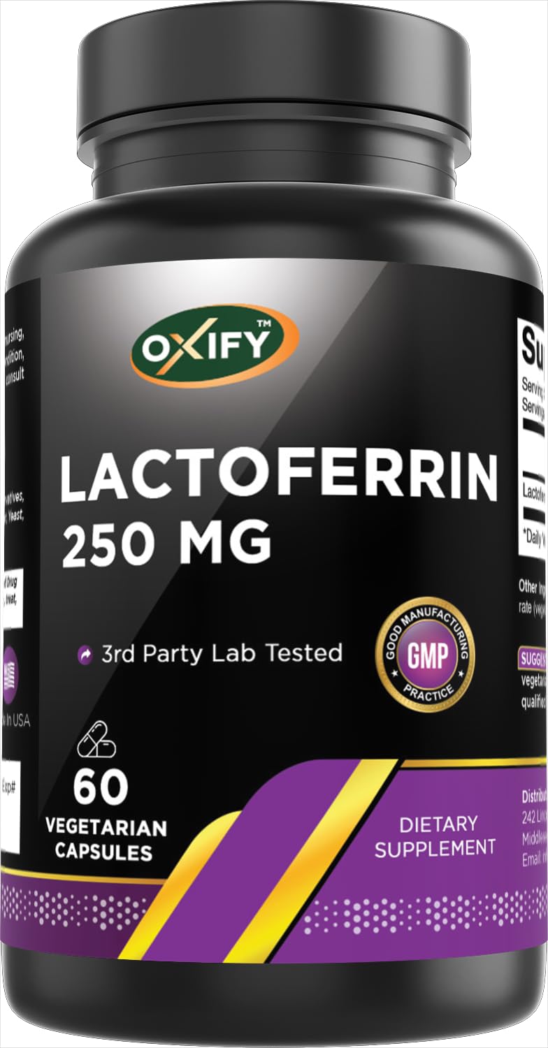 Flacon d'Oxify Lactoferrin 250 mg contenant 60 capsules végétales