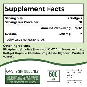 Flacon d'Ulmubra Luteolin avec gélules à côté
