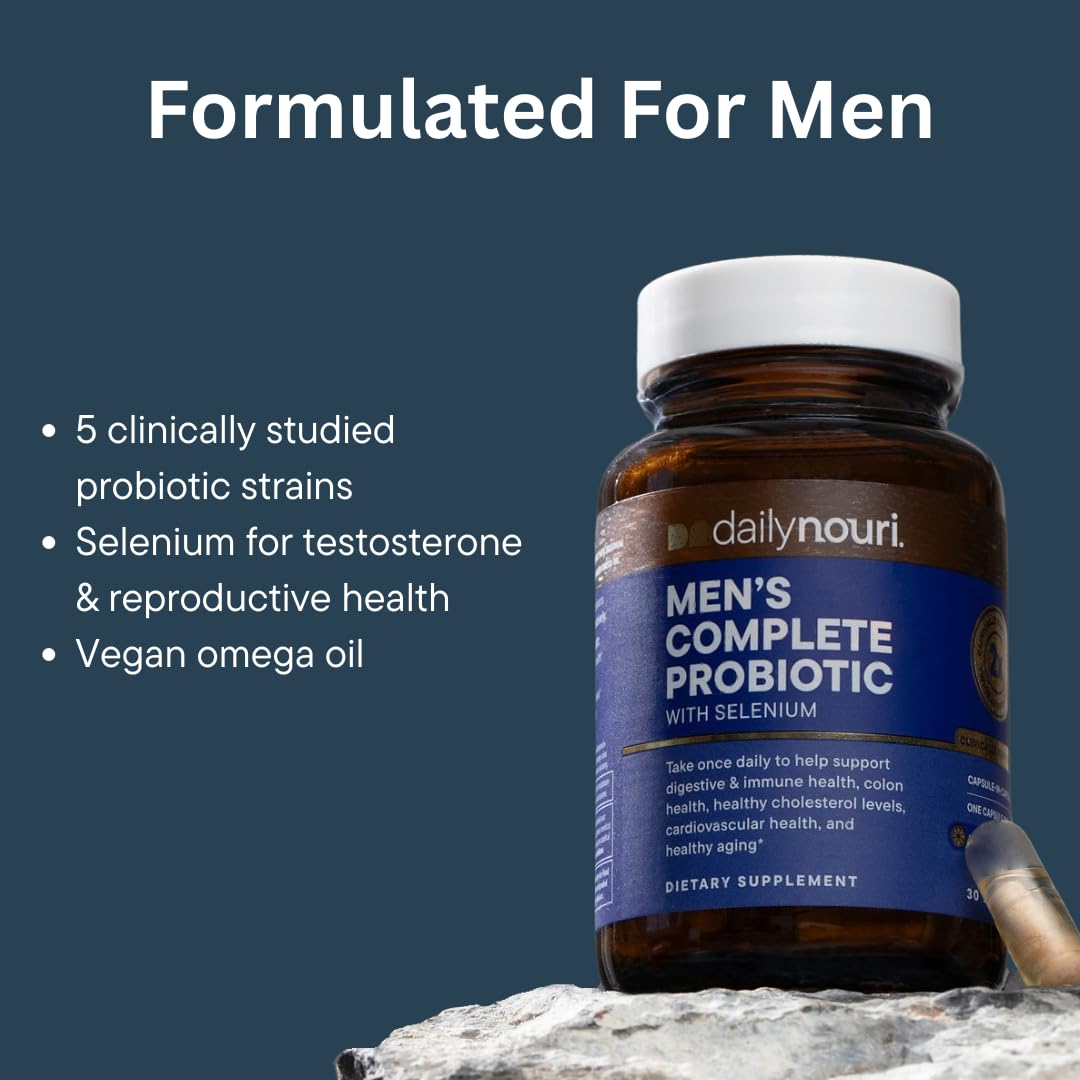 Flacon Daily Nouri Probiotiques pour Hommes avec étiquette visible