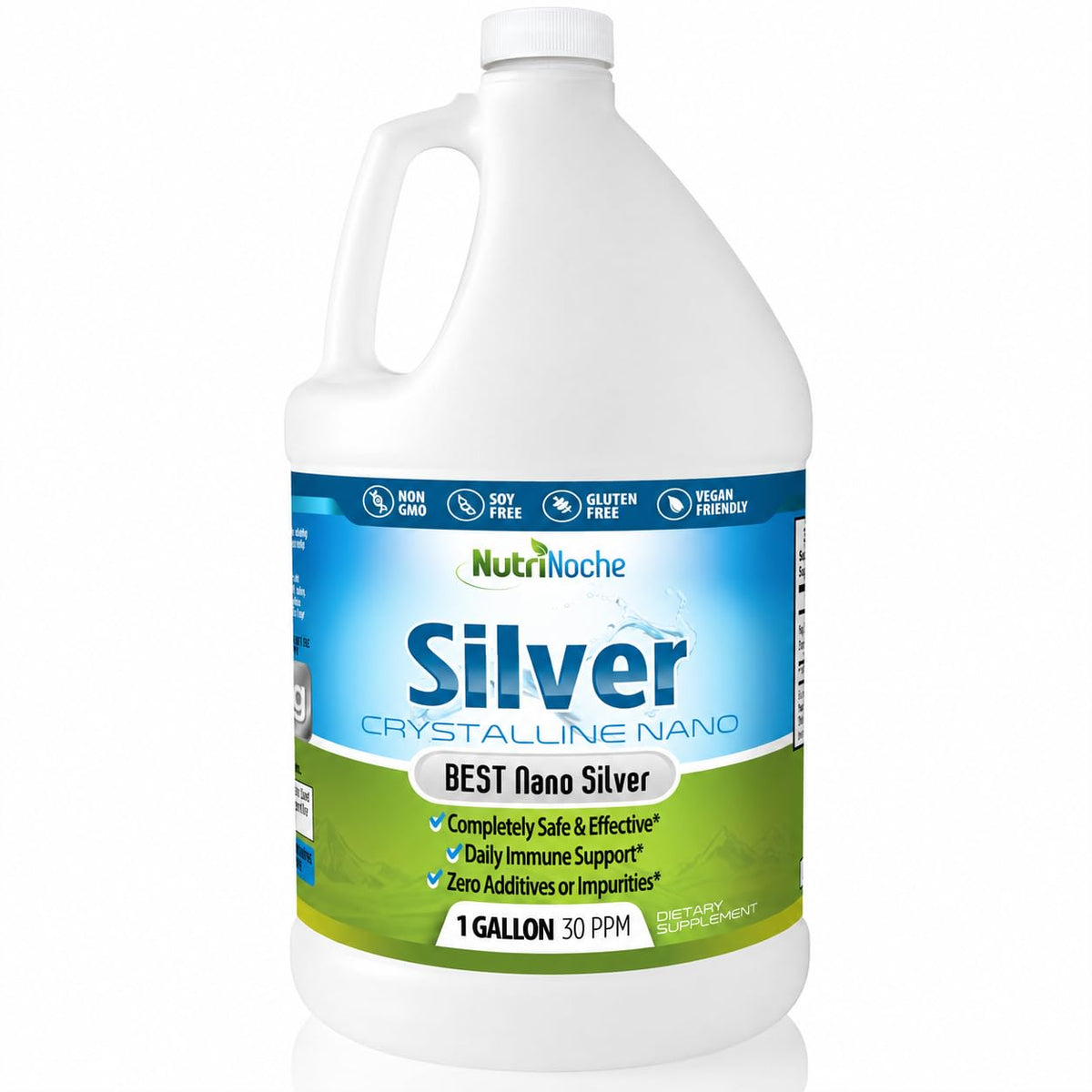 Flacon de 1 gallon de complément alimentaire argent colloïdal NutriNoche