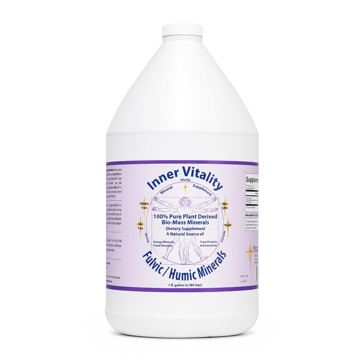 Flacon de 1 gallon du mélange minéral Fulvic Humique Inner Vitality face avant
