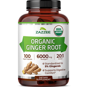 Flacon de 100 capsules d'extrait de gingembre bio Zazzee