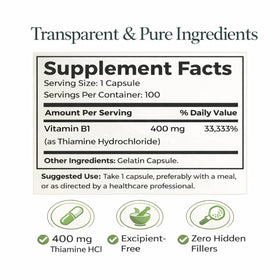 Flacon de 100 capsules de B1 Thiamine Dr Clark Store