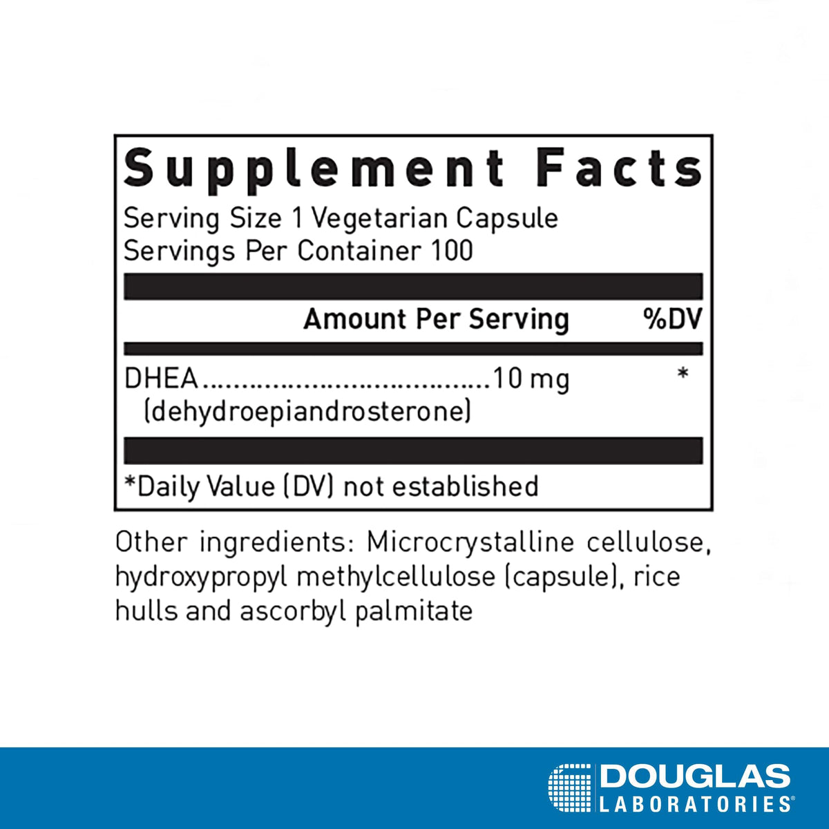 Flacon de 100 capsules DHEA 10 mg de Douglas Laboratories