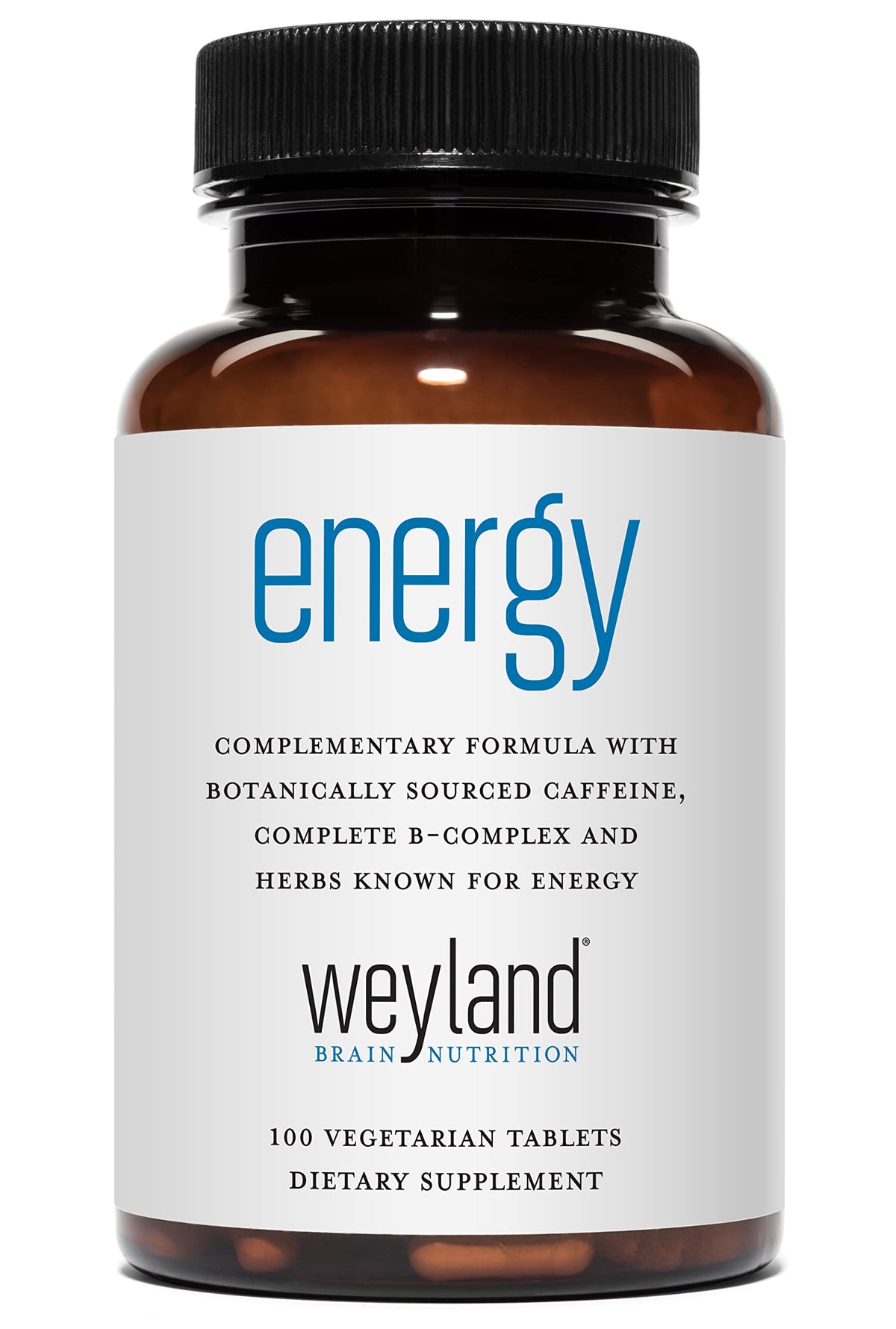 Flacon de 100 comprimés végétariens Weyland Brain Nutrition avec étiquette