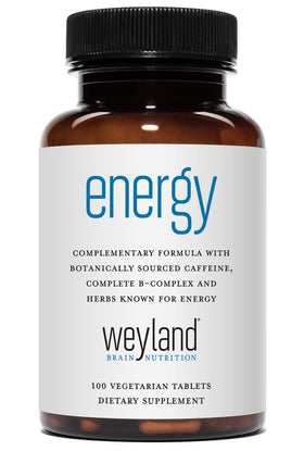 Flacon de 100 comprimés végétariens Weyland Brain Nutrition avec étiquette