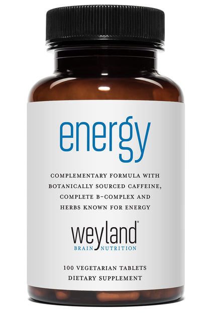 Flacon de 100 comprimés végétariens Weyland Brain Nutrition avec étiquette