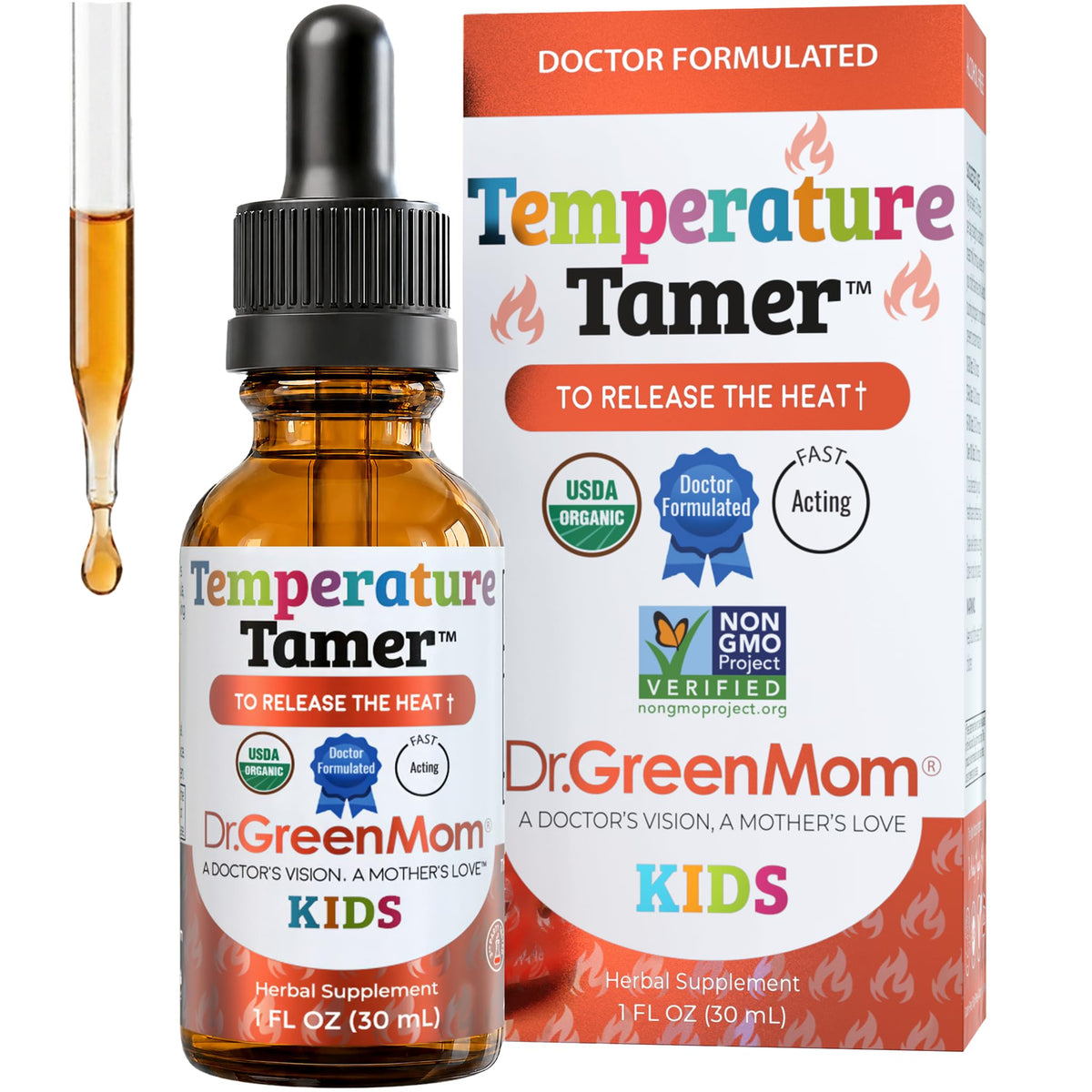 Flacon de 100g des gouttes Temperature Tamer de Dr. Green Mom