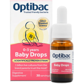 Flacon de 10ml Optibac Probiotics Gouttes pour Bébé avec étiquette