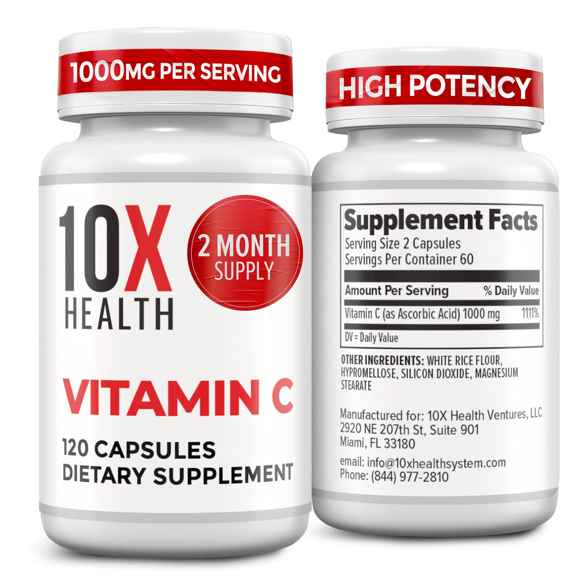 Flacon de 10X Health Vitamine C 1000mg avec 120 capsules