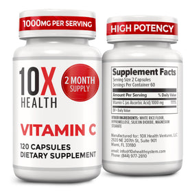 Flacon de 10X Health Vitamine C 1000mg avec 120 capsules