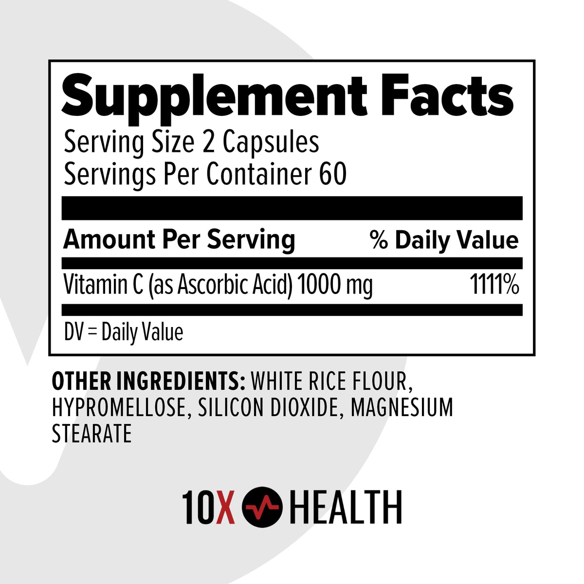 Flacon de 10X Health Vitamine C 1000mg avec étiquette