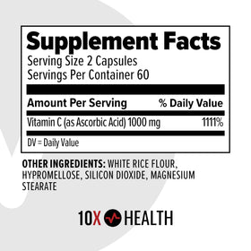 Flacon de 10X Health Vitamine C 1000mg avec étiquette