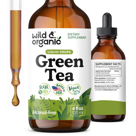 Flacon de 118 ml d'extrait de thé vert Wild & Organic avec étiquette