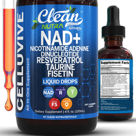 Flacon de 118 ml de Clean Nutraceuticals Complément Alimentaire NAD avec Resvératrol