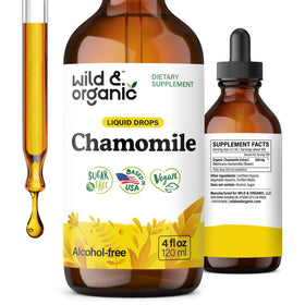 Flacon de 118 ml de gouttes de fleurs de camomille Wild & Organic