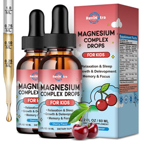 Flacon de 118 ml de magnésium glycinate liquide ReviNutra pour enfants