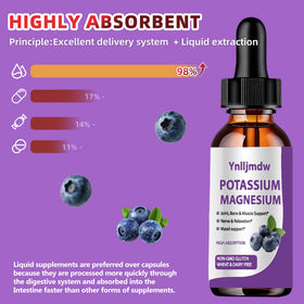 Flacon de 118 ml de potassium magnésium liquide avec étiquette visible