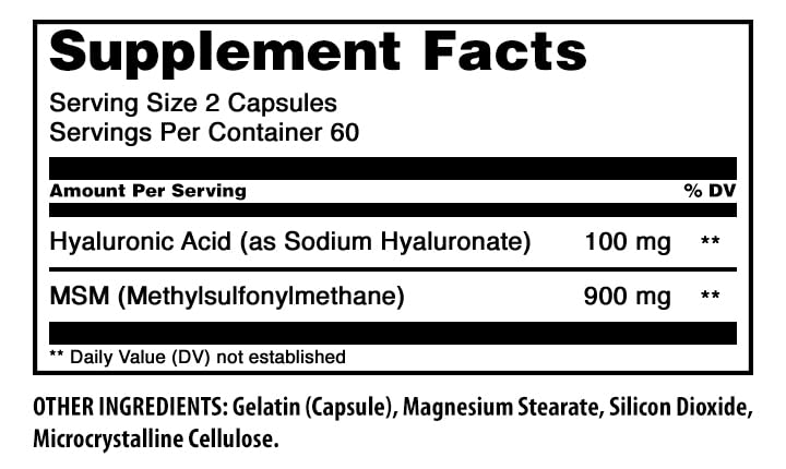 Flacon de 120 capsules Acide Hyaluronique Amazing Nutrition vue latérale