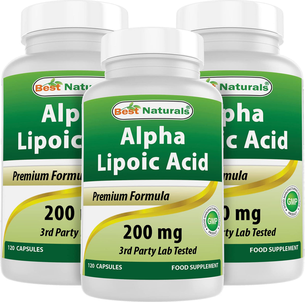 Flacon de 120 capsules d'acide alpha-lipoïque Best Naturals face avant