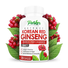Flacon de 120 capsules d'extrait de ginseng rouge coréen Parker Naturals