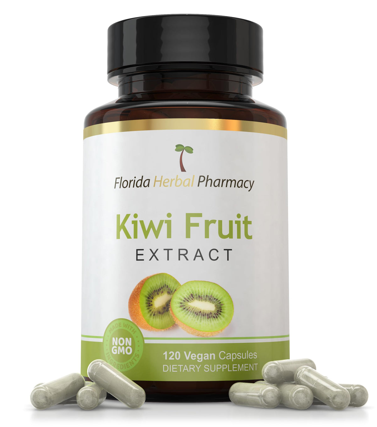 Flacon de 120 capsules d'extrait de kiwi de Florida Herbal Pharmacy