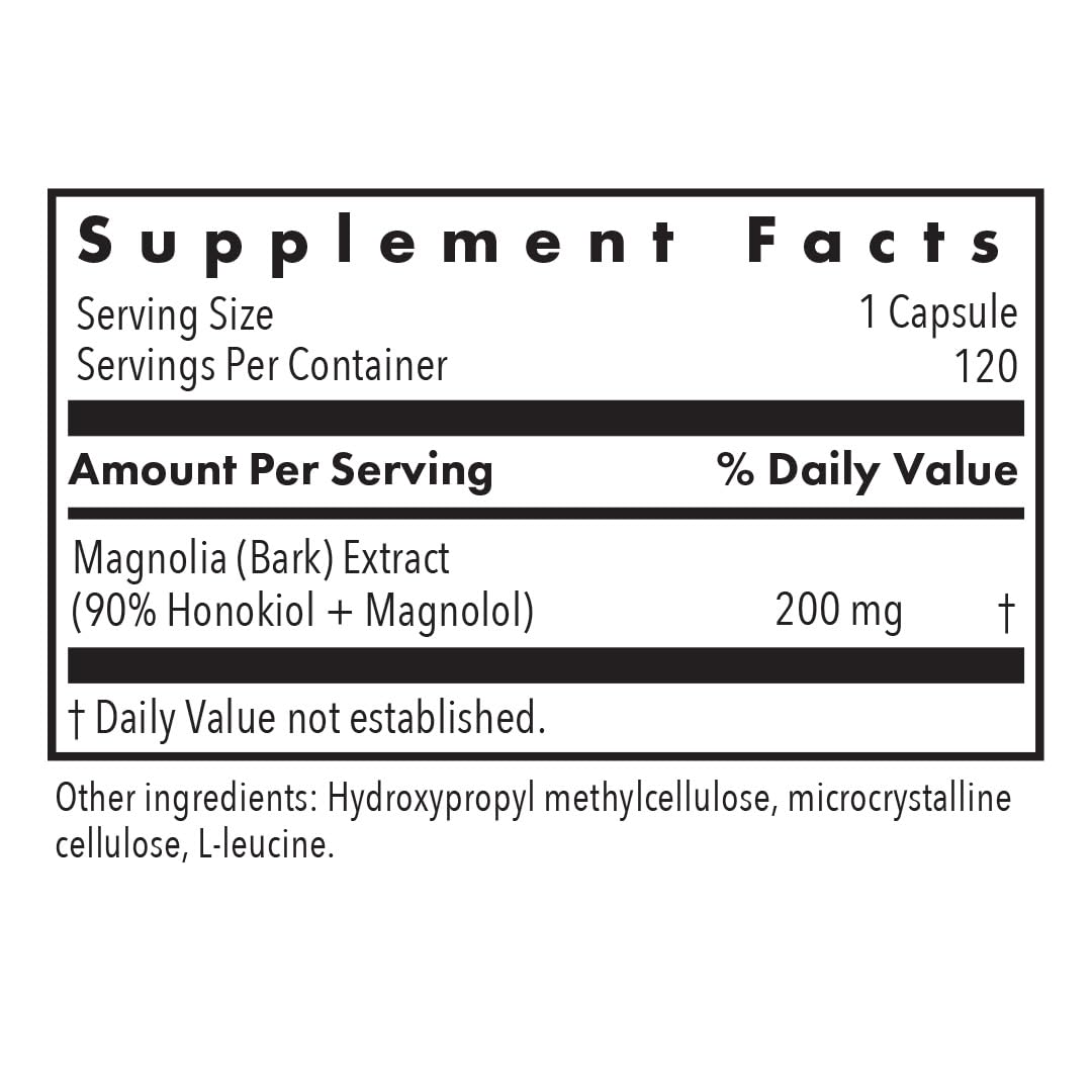 Flacon de 120 capsules d'extrait de magnolia, Allergy Research Group
