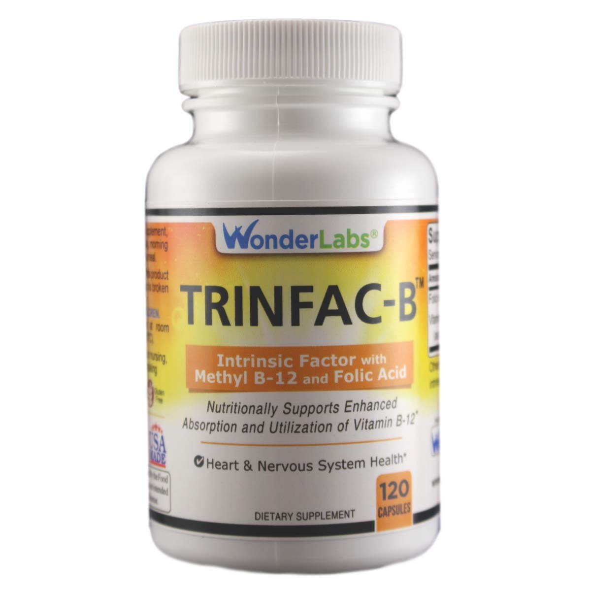 Flacon de 120 capsules d'Intrinsic Factor avec Acide Folique et Vitamine B-12