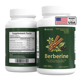 Flacon de 120 capsules de Berbérine AskTaTa avec étiquette claire