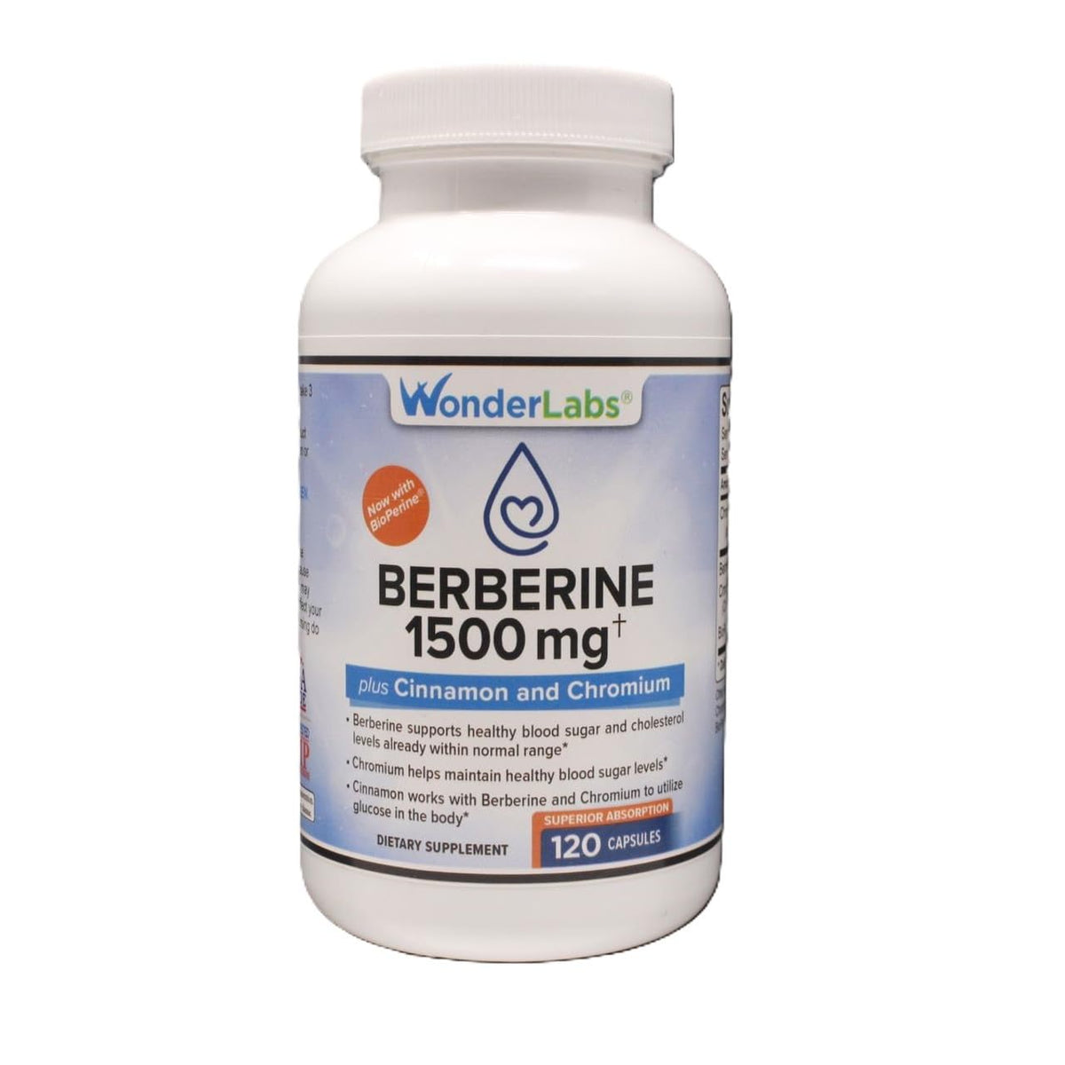 Flacon de 120 capsules de Berberine HCL 1 500mg de Wonder Laboratories