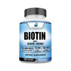 Flacon de 120 capsules de Biotine 20 000 mcg American Standard Supplements