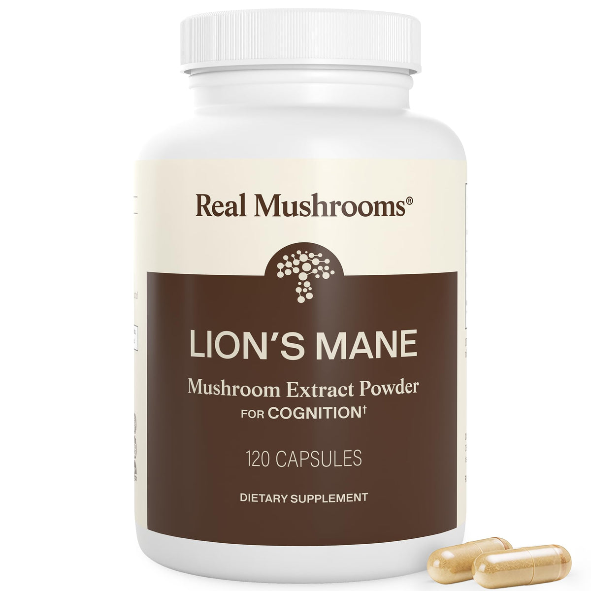Flacon de 120 capsules de champignon Lion's Mane de Real Mushrooms