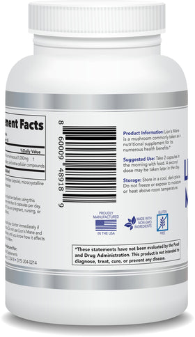 Flacon de 120 capsules de champignon lion Simpli Supplements