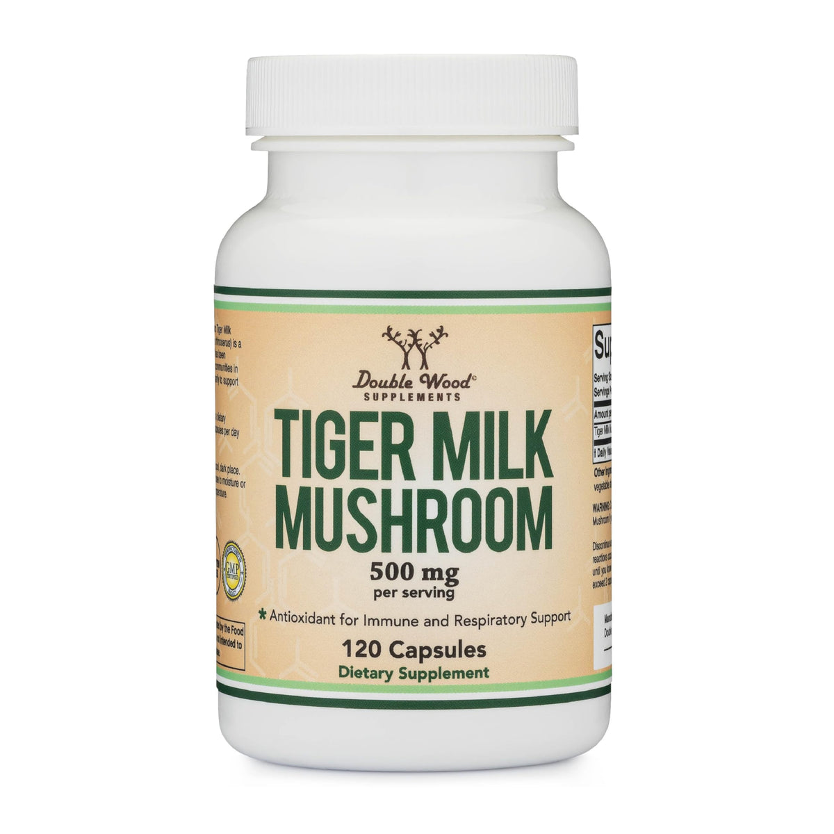 Flacon de 120 capsules de Champignon Tiger Milk 500mg Double Wood